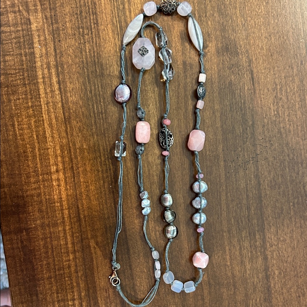 Silpada Pink and Silver Beaded Necklace